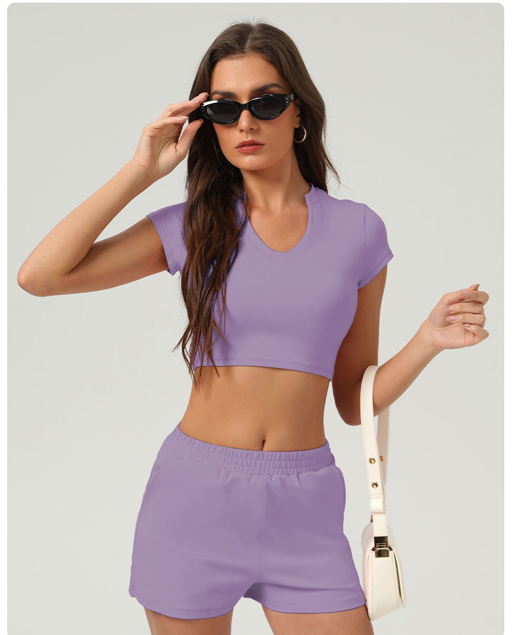 802# A Women Yoga Top Shorts Set