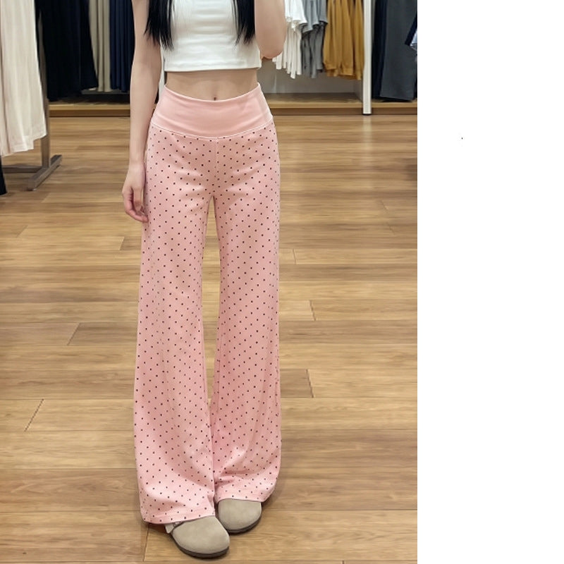 L6621#  Women Polka-Dot Micro-Flared Pants