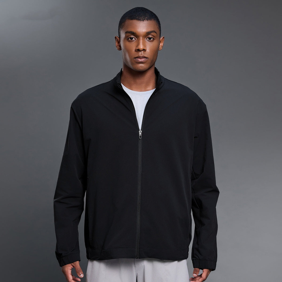 L6759#  Same Color Silica Gel  Men Sport Jacket
