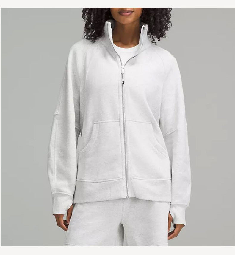 L5456#  Embroidery  Full Zipper Long Fleece Hoodies